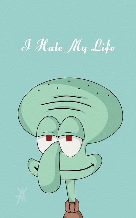 Squidward Wallpaper Mood, Spongebob Characters Wallpaper, Squidward Fanart, All Spongebob Characters, Squidward Aesthetic, Squidward Wallpaper, Mobile Case Diy, Spongebob Characters, Spongebob Cartoon