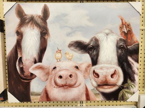 Animal Close Up, Farm Animal Painting, Cow Art Print, Wall Decor Hobby Lobby, Farm Paintings, Baby Farm Animals, Farm Art, Cow Art, Canvas Wall Decor