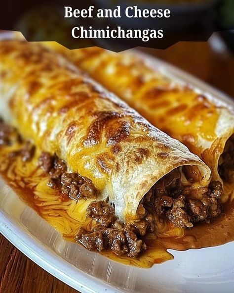 Recipes USA | Crispy Beef and Cheese Chimichangas | Facebook Beef And Cheese Chimichanga Recipe, Ground Beef Chimichangas, Cheese Chimichanga Recipe, Beef And Cheese Chimichangas, Beef Chimichangas, Chimichanga Recipe, Crispy Beef, Mexican Beef, Recipes Mexican