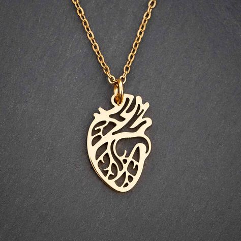 Anatomical Heart Necklace Silver, Anatomy Jewelry, Fibonacci Necklace, Math Jewelry, Anatomical Heart Pendant, Anatomical Jewelry, Anatomical Heart Necklace, Constellation Necklace, Gift For Nurse