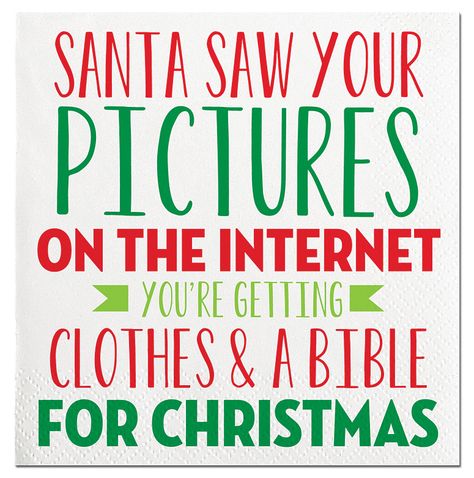 20ct Santa Internet Bev Napkin Christmas Quotes And Sayings, Xmas Quotes, Funny Christmas Ornaments, Christmas Memes, Christmas Cocktail, Holiday Quotes, Christmas Napkins, Beverage Napkins, Christmas Cocktails