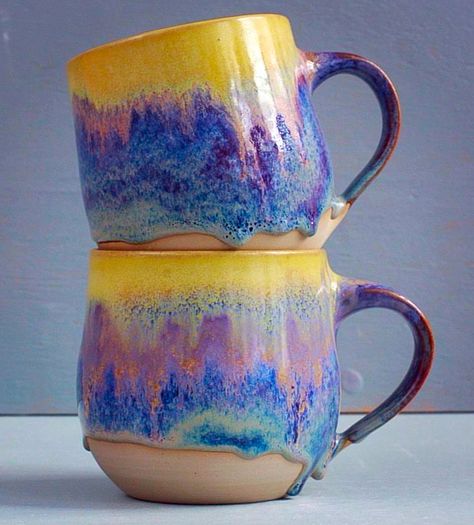 Ceramic Glaze Designs, Pottery Glaze Ideas Color Combos, Glaze Designs, Spectrum Glazes, Colorful Pottery, Amaco Glazes, Mug Display, A Night At The Opera, Pottery Painting Designs