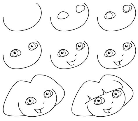 How To Draw Cartoon Eyes And Face Dora Drawing, Dora Cartoon, Easy Cartoon Characters, Beginner Drawing, Easy Disney Drawings, Tree Drawings Pencil, Draw Cartoon, Disney Cartoon Characters, Cartoon Eyes