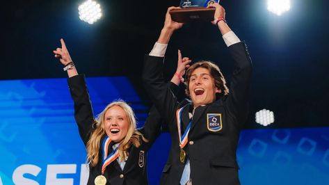 Jackson Albee and Sadie Steinbach, two Wausau West DECA members, recently found themselves in the spotlight – taking home first place in the School-Based Enterprise category at DECA ICDC in Anaheim, California. Deca Icdc, Deca Club, Speech And Debate, Anaheim California, Extra Curricular, In The Spotlight, First Place, Anaheim, Professions