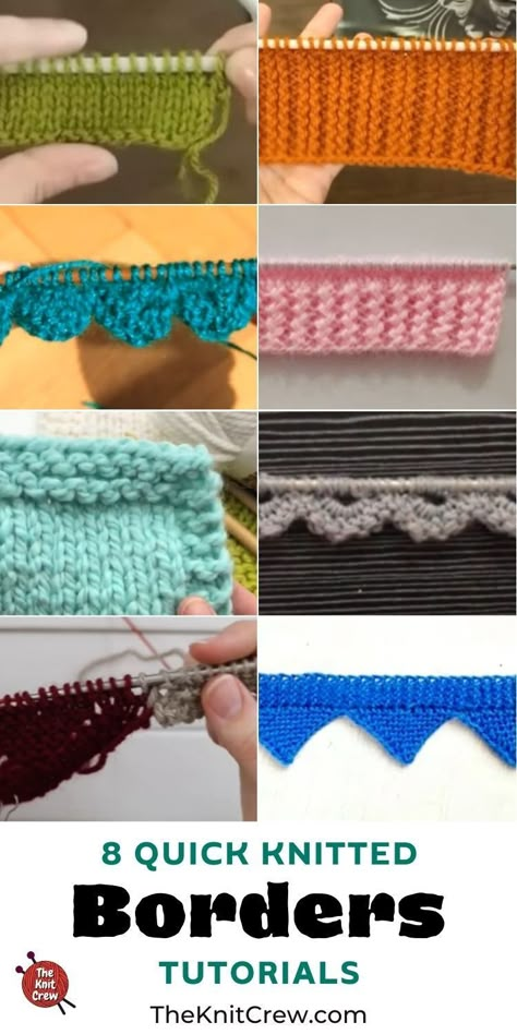 Free Knitting Border Patterns, Knitting Borders And Edges For Blankets, Knitted Blanket Edges Ideas, Edge Knitting Pattern, How To Knit Picot Edging, Knit Edging Patterns, Edging Knitting Pattern, How To Knit A Border Around A Blanket, Adding A Border To Knit Blanket