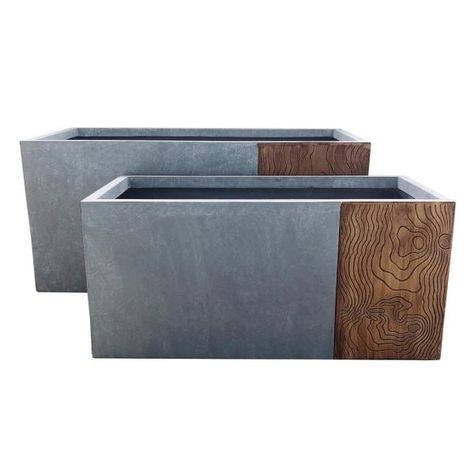 Concrete Planter Boxes, Rectangle Planters, Lightweight Concrete, Concrete Finish, Indoor Outdoor Planter, Cement Planters, Square Planters, Wooden Texture, Large Backyard