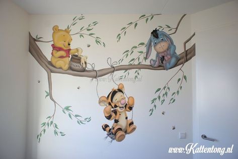 Disney Baby Rooms, Baby Nursery Inspiration, Winnie The Pooh Nursery, Baby Room Themes, Baby Zimmer, Nursery Mural, Girl Nursery Room, Nursery Room Design, Baby Boy Room Nursery