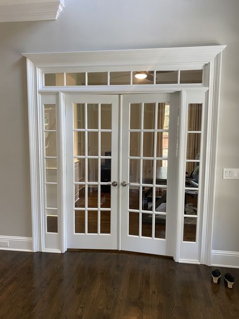 Small Office French Doors, Study Doors Home Office, Office French Doors Study, French Door Office, Home Office With French Doors, French Doors Office, Office French Doors, Office With French Doors, French Office