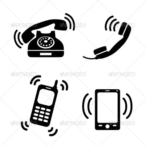 Collection of Ringing Phones Phone Ringing Drawing, Phone Ringing, Communication Illustration, Phone Logo, Old Phone, Design Grafico, Electronics Design, Trifold Brochure, Bullet Journal Doodles