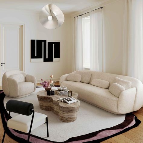 Best Buy Furniture (@bestbuyfurniture) • Instagram photos and videos Shaped Pillows, Travertine Coffee Table, Cream Sofa, Big Pillows, Set Sofa, Delicious Cream, Velvet Accent Chair, Stylish Tables, Living Room Scandinavian