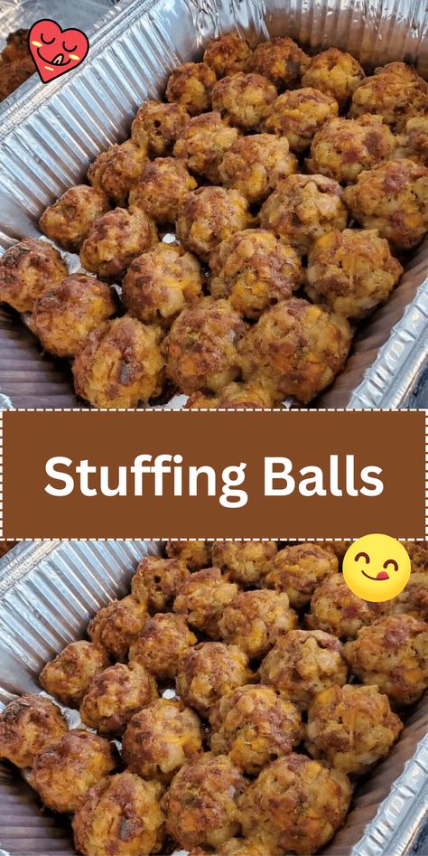 Elevate your holiday feast with these flavorful stuffing balls. Crispy Stovetop Stuffing Balls Recipe, Stuffing Balls With Turkey, Baked Stuffing Balls, Chicken Stuffing Balls, Cornbread Stuffing Balls, Easy Stuffing Balls Recipe, Stuffing Balls Recipe Easy Stove Top, Stuffing Balls With Stove Top, Stovetop Stuffing Balls