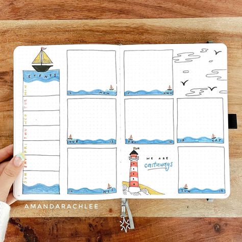 Photo shared by AmandaRachLee on July 13, 2021 tagging @shopamandarachlee. Sailing Theme, Bullet Journal 2019, Bullet Journal Ideas Templates, Bullet Journal Diy, Bullet Journal Notebook, Bullet Journal Design Ideas, Bullet Journal Themes, Bullet Journal Writing, Bujo Inspiration