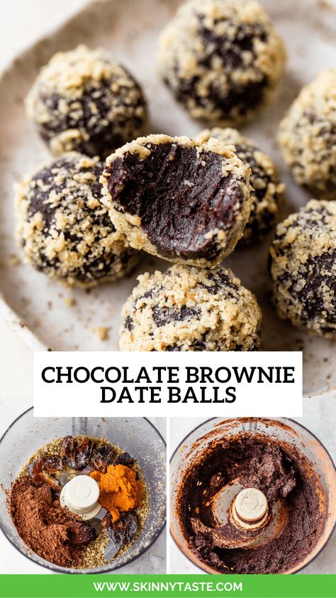 Chocolate Brownie Date Balls, Brownie Date Balls, I Lost 100 Pounds, Date Balls, Lost 100 Pounds, Healthy Sweets Recipes, Healthy Chocolate, Healthy Sweets, Food Processor