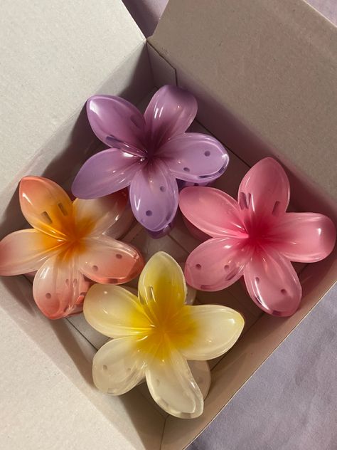 Hawaiian Flower Hair, Hair Tie Accessories, Hair Accessories Collection, Claw Hair Clips, Hair Accessories Clips, Girly Accessories, Birthday Wishlist, Claw Clips, Flower Clip