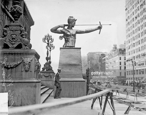 1909 Chicago statue of Diana with one lion Diana Goddess, Columbian Exposition 1893, Diana Statue, Star Fort, Goddess Of The Hunt, World's Columbian Exposition, Ancient Hebrew, Chicago History, Italian Architecture