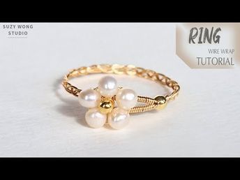 Flower Pearl Wire Wrap Ring Tutorial| Easy Ring| DIY Ring| DIY Jewelry| How to make - YouTube Diy Pearl Ring Tutorial, Elegant Wire Wrapped Pearl Wedding Ring, Diy Pearl Rings, Wire Wrap Ring Tutorial, Gold Wire Wrapped Pearl Ring Gift, Elegant Adjustable Wire Wrapped Pearl Ring, Diy Pearl Rings Wire Wrap, Handmade Rings Wire, Wire Earrings Handmade