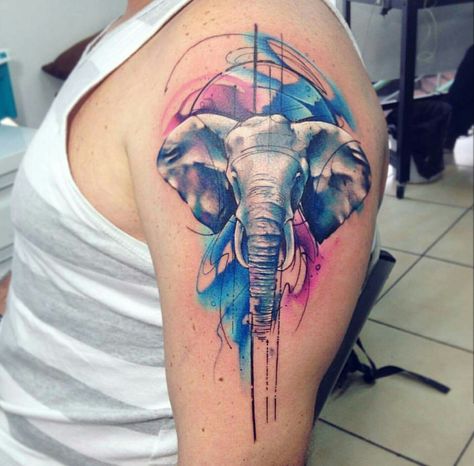 Cute Elephant Tattoo, Cute Ankle Tattoos, Elephant Tattoo Design, Special Tattoos, Sunflower Tattoos, Elephant Tattoo, Watercolor Elephant, Elephant Tattoos, Home Tattoo