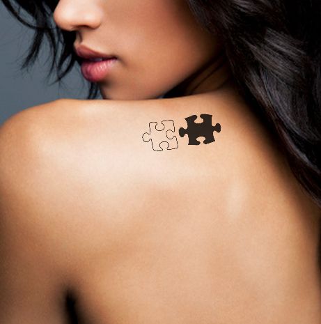 Puzzle piece tattoo - outline piece with one 'head' representing birth mother, filled in piece with 2 'heads' representing adoptive parents - adoption tattoo Simple Puzzle Piece Tattoo, Adoption Tattoo, Puzzle Piece Tattoo, Puzzle Tattoos, Peace Tattoos, Ying Yang Tattoo, Piece Tattoo, Pieces Tattoo, Adoptive Parents