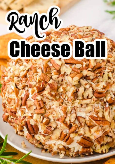 Simple Cheese Ball, Bacon Ranch Cheese Ball Recipe, Cream Cheese Balls Recipe, Cheese Log Recipes, Ranch Cheese Ball, Ranch Party, Cheese Ball Recipes Easy, Cream Cheese Ball, Quick Appetizer