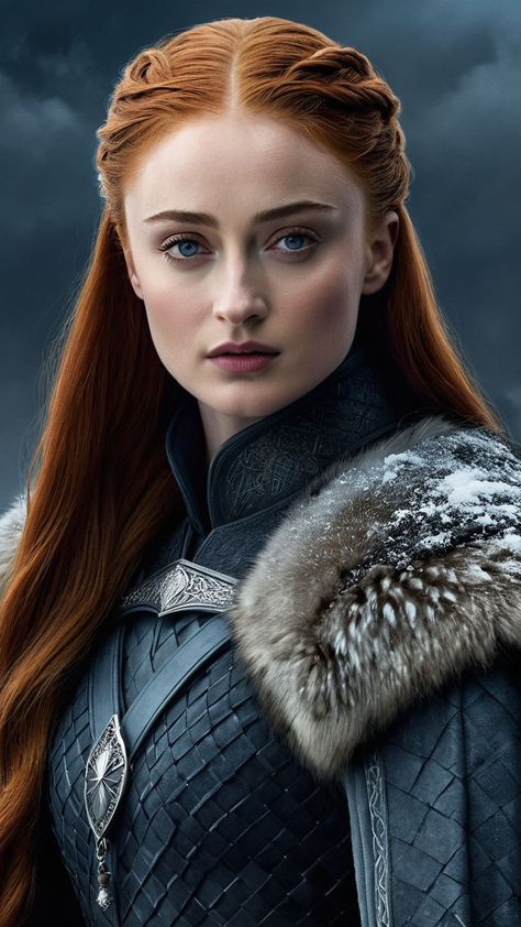 queen in the north from GOT Sansa Stark Art, Sansa Stark Queen, Queen In The North, Game Of Thrones Sansa, Sansa Stark, Medieval Clothing, Sophie Turner, The Brave, Beautiful Fantasy Art