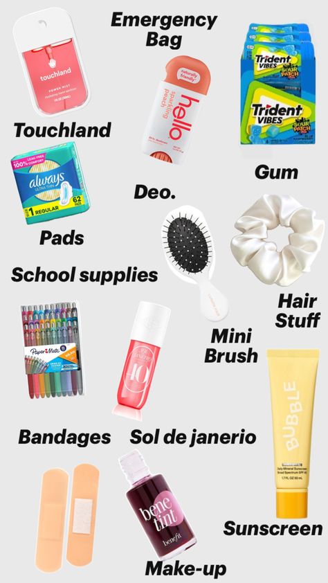 6th Grade Survival Kit, Bag Necessities, Middle School Essentials, School Emergency Kit, School Backpack Essentials, Middle School Survival, High School Organization, School Bag Essentials, Backpack Essentials