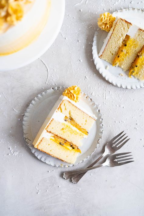 Sophisticated Cakes, Vanilla Layer Cake, Passionfruit Curd, Cloudy Kitchen, Passion Fruit Cake, Passionfruit Recipes, Tasty Pastry, Vanilla Bean Cakes, Freezing Rain