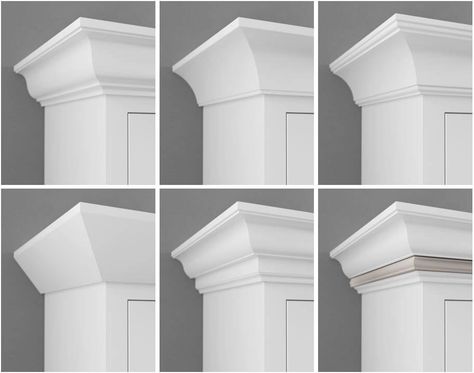 Kitchen Cabinet Bottom Molding, Crown Kitchen Cabinets, Crown On Kitchen Cabinets, Cupboard Crown Molding, White Kitchen Cabinet Crown Molding, Molding Detail On Wall, Shaker Style Crown Molding Cabinets, Crown Molding Around Kitchen Cabinets, Crown Molding On Kitchen Cabinets Ideas