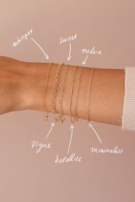 Jewellery Photoshoot Ideas, Classic Gold Jewelry, Permanent Bracelet, Bracelets Layered, Small Business Jewelry, Sequin Bracelet, Knotted Bracelets, Bracelets Dainty, Earring Cuff Chain