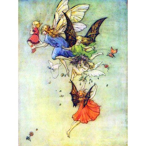 the Sunset Fairies - public domain clip art image @ wpclipart.com ❤ liked on Polyvore The Castle In The Sky, Fairies Flying, Fairy Girls, Fairy Images, Fairy Illustration, Image Paper, Castle In The Sky, Vintage Fairies, Illustration Vintage