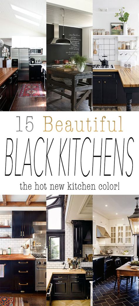 Take a guess what the HOT NEW Kitchen COLOR is?  Was your answer BLACK?  Well that is the HOT New Trending color in the Kitchen world!  It can be black cabinets…black wall…black tile…black floors…black appliances… black lighting and everything in between!  I never realized how much I enjoy black cabinets till I looked at about … Kitchen Narrow, Kitchen Tiny, Black Appliances Kitchen, Trendy Kitchen Colors, Kitchen World, Narrow Kitchen, Black Appliances, Kitchen Black, Kitchen Wall Colors