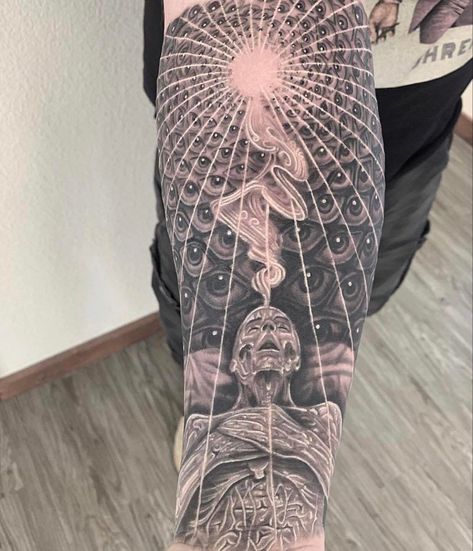 Dmt Tattoo, Alex Grey Tattoo, Consciousness Tattoo, Tatuaje Trash Polka, Dmt Art, Tool Tattoo, Throat Tattoo, Sacred Geometry Tattoo, Geometry Tattoo