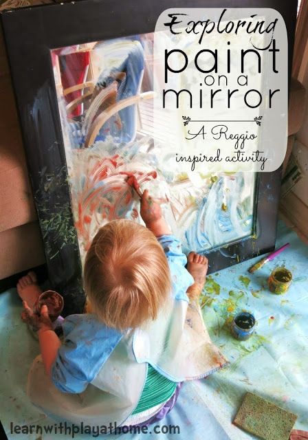 Exploring Paint on a Mirror - A Reggio Inspired Activity From Learn with Play at Home Reggio Inspired Classrooms, Reggio Emilia Inspired, Reggio Classroom, Infant Classroom, Toddler Classroom, Reggio Inspired, Autumn Crafts, Play Based, Toddler Play