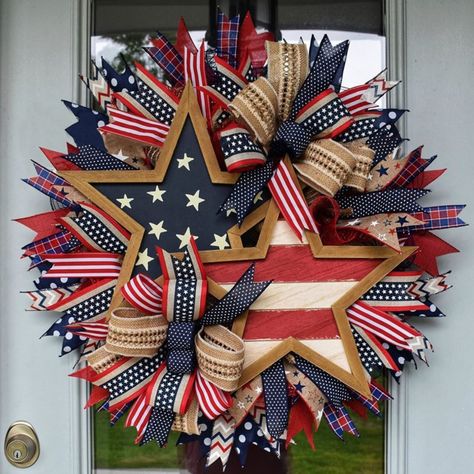 PRICES MAY VARY. 【Independence Day Memorial Wreath】To celebrate the anniversary of USA, this patriotic Independence Day wreath is perfect for setting a festive mood.Great Patriotic Design! They are mesh wreaths made of red, white, and blue fabrics, printed panels, and American flag elements, and accented with coordinating ribbons and tubes.the vibrant wreath makes your home more sacred! 【Nice Choice for Patriotic Decorations】Our Wreath for celebrating of the Independence Day in the US, 4th of Ju Crafts Organization, Pretty Porches, Making Wreaths, Memorial Day Decorations, American Flag Wreath, Flag Wreath, Memorial Day Wreaths, Americana Wreath, Material Wreaths