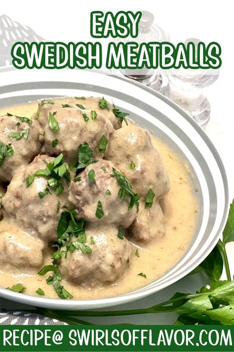 One skillet and a few basic ingredients are all it takes to make these Easy Swedish Meatballs. A savory cream sauce coats and flavors homemade meatballs for an easy weekday dinner. Easy Swedish Meatballs, Easy Swedish Meatball Recipe, Swedish Meatballs Recipe, Easy Skillet Dinner, Swedish Meatballs Easy, Best Easy Dinner Recipes, Ground Pork Recipes, Homemade Egg Noodles, Meatball Recipes Easy