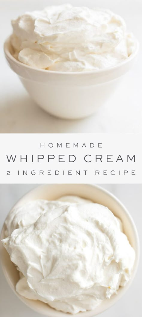 Perfectly sweet and airy, this Homemade Whipped Cream Recipe is so delicious. It's the best way to top all of your Valentine's Day desserts! You just need 2 ingredients! Make Whipped Cream, Homemade Whipped Cream Recipe, Whipped Cream Recipe, 2 Ingredient Recipes, Recipes With Whipping Cream, Julie Blanner, Making Whipped Cream, Homemade Whipped Cream, Frosting Recipes