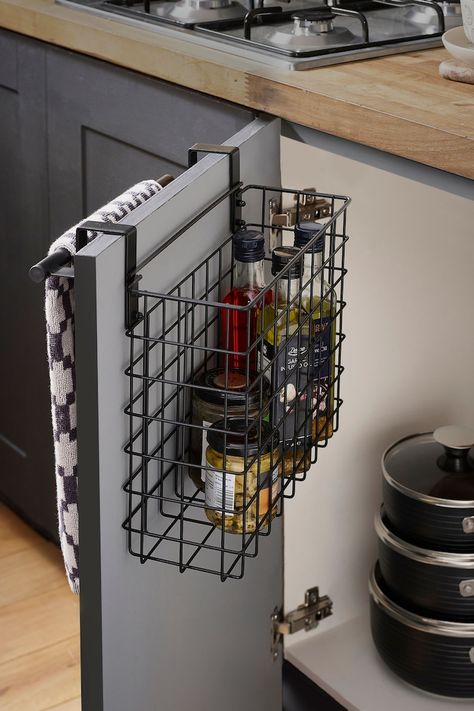 Cupboard Storage Ideas, Over Door Storage, Wire Basket Storage, Small Kitchen Storage, Kitchen Organisation, Storage House, Wire Storage, Flat Ideas, Kitchen Storage Solutions