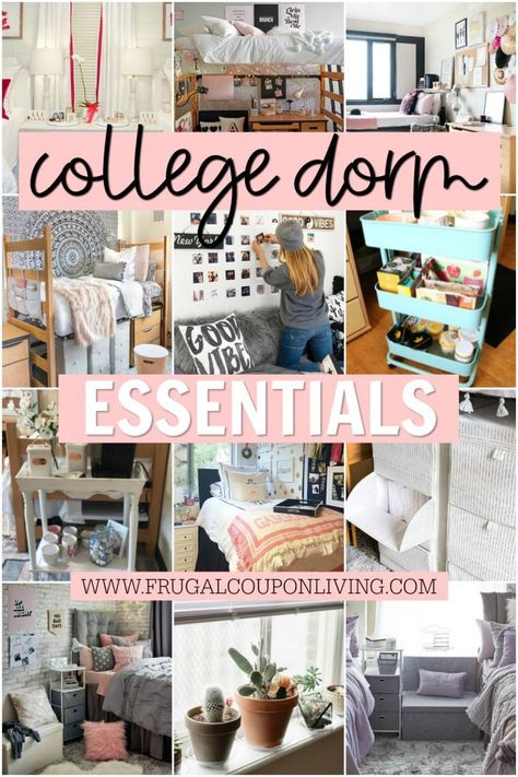 Inspiring College Dorm Decor Ideas including storage, organization, decorations, and hacks. Dorm room organization essentials, where to buy dorm room decor and cheap and affordable college living spaces you will want to copy. #FrugalCouponLiving #college #collegedorm #dorm #dormdecor #dormroomideas #dormroomdecor #dormroom #dormroomstorage #dormroomorganization #dormroomhacks #organization #storageideas #smallspaces College Dorm Decor Ideas, Room Decor Essentials, Dorm Room Chairs, Dorm Room Ideas For Girls, Room Ideas For Girls, Dorm Hacks, Dollar Diy, College Room Decor, Dorm Sweet Dorm