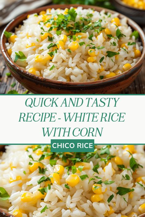 We've given this classic rice and corn dish a twist with our Blonde Rice! 🍚🌽 Super easy and ready in under 40 minutes!  Check out our blog for the full recipe!  #ChicoRice #RiceRecipe #QuickRecipe #HealthyRecipe Easy Minute Rice Recipes, Season White Rice, White Mexican Rice, White Rice And Corn, Mexican Rice With Corn, White Rice With Corn, Mexican White Rice, Rice And Corn Recipe, Brown Rice Benefits