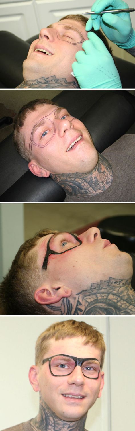 20-tatouages-ridicules-et-moches-17-lunettes Small Face Tattoos, Best Tattoo Fonts, Tattoo Font For Men, Fonts Tattoo, Tattoo Quotes For Men, Tattoos Butterfly, Tattoo Goo, Tattoos Rose, Tattoos Infinity