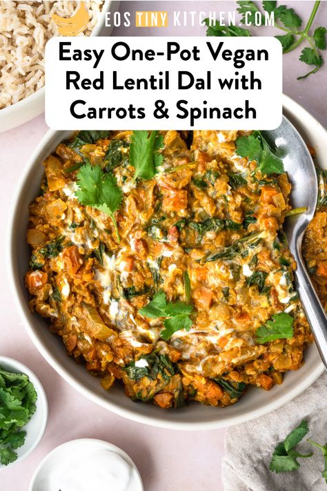 Red Lentil Rice Recipes, Lentil Carrot Recipes, Spinach Carrot Recipe, Lentil And Spinach Recipes, Carrot Spinach Recipes, Red Lentil Vegan Recipes, Red Lentils And Rice, Red Lentil And Rice Recipes, Carrot And Spinach Recipes