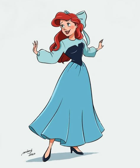 Ariel Human, Ariel Blue Dress, Princess Dress Drawing, Ariel Drawing, Disney Princess Ariel, Disney Princess Drawings, Princess Drawings, Princess Ariel, Disney Princess Dresses