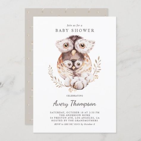 Watercolor Mommy and Baby Owls Fall Baby Shower for $2.65 - Baby Shower Invitations Owl Baby Shower Invitations, Rustic Baby Shower Invitations, Boy Shower Invitations, Fall Baby Shower Invites, Gender Neutral Baby Shower Invitations, Boho Baby Shower Invitations, Owl Baby, Woodland Baby Shower Invitations, Owl Baby Shower