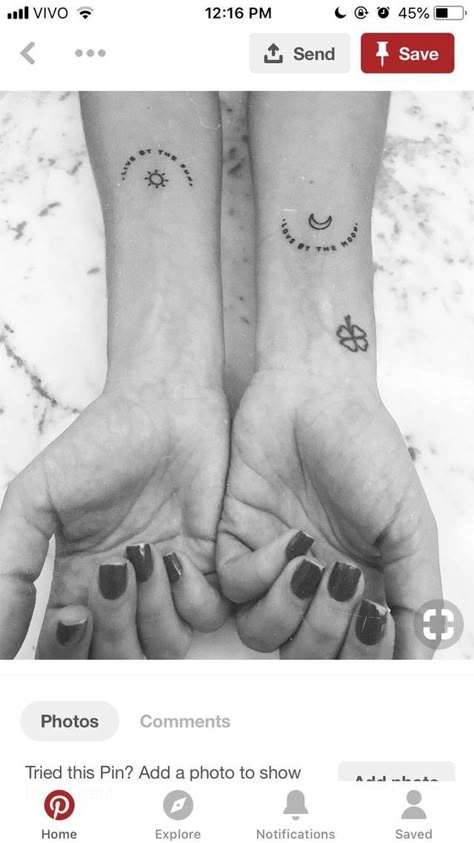 Actor Tattoo, Small Sister Tattoos, Tattoo Meaningful, Tattoo Placements, Bff Tattoos, Friendship Tattoos, Inspiration Tattoos, Tiny Tattoo, Matching Tattoo