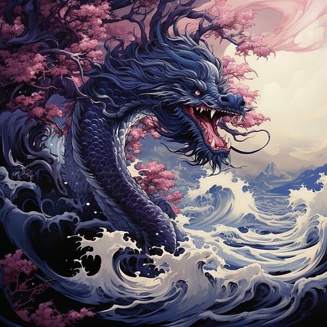 Dragon paradise by aignerr | Redbubble Sakura Tattoo Design, Wizard Tattoo, Sakura Tattoo, Lion Tattoo Sleeves, Batman Tattoo, Dragon Artwork Fantasy, Inner Warrior, Japanese Folklore, Japanese Sleeve