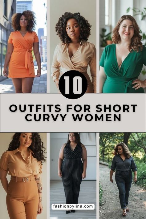 10 Outfit Inspirations For Short Curvy Women! Outfit Ideas For Short Women, Short And Curvy Outfits, Outfits For Short Women Curvy, Curve Outfits, Petite Curvy Outfits, Graduation Outfits For Women, Outfits For Short Women, Short Curvy, Curvy Casual Outfits