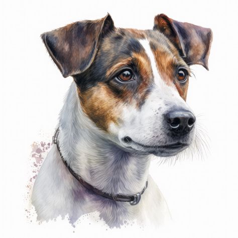 Jack Russell Terrier Painting, Watercolor Jack Russell Terrier, Jack Russell Painting, Jack Russell Terrier Drawing, Chien Jack Russel, Dog Digital Art, Dog Portrait Drawing, Watercolor Dogs, Pet Portraits Photography