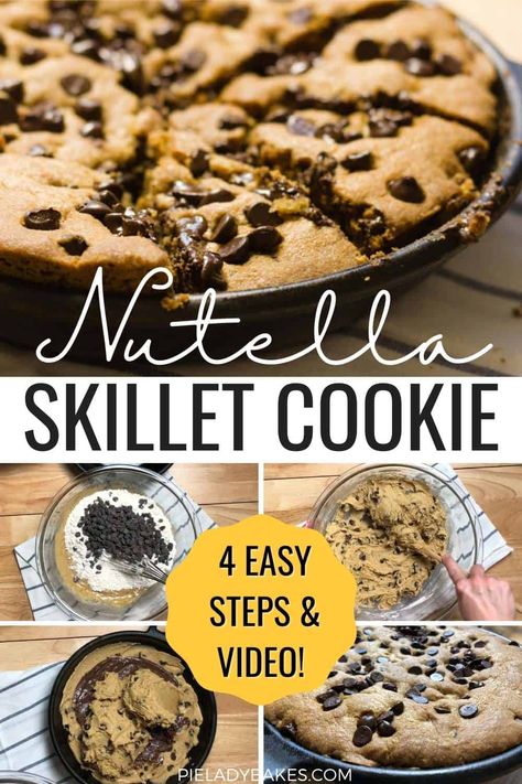 Nutella Stuffed Cookie Pie, Stuffed Cookie Pie, Tasty Chocolate Chip Cookies, Chocolate Chip Skillet Cookie, Chocolate Chip Cookie Pie, Easy Bar Recipes, Skillet Chocolate Chip Cookie, Avocado Chocolate Mousse, Skillet Cookie