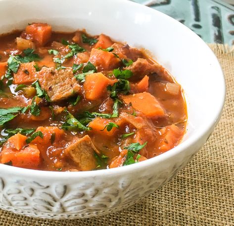 Pork Stew with Sweet Potatoes - Our WabiSabi Life Stew With Sweet Potatoes, Pork Stew Recipes, Sweet Potato Stew, Sweet Potatoes Recipe, Potato Stew, Sweet Potato Black Beans, Pork Stew, Stewed Potatoes, Dutch Oven Recipes