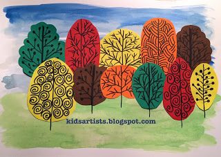 Kids Artists: trees Halloween Centers, Boom Kunst, Dyi Art, Tree Collage, Elementary School Art, Fall Art Projects, Elementary Art Projects, Artists For Kids, Art Lessons Elementary