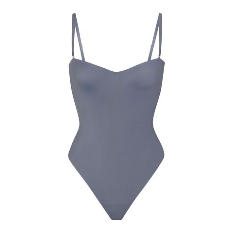 CONTOUR LIFT STRAIGHT NECK BODYSUIT | STEEL BLUE Push Up Bodysuit, Tshirt Bodysuit, Shaping Bodysuit, Bodysuit Tops, Blue Bodysuit, Bodysuit Black, Blue Steel, Looks Chic, Underwire Bra